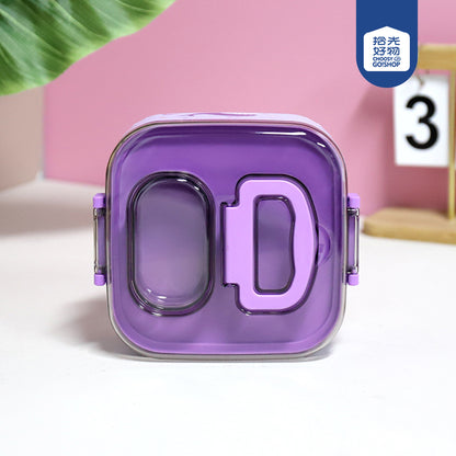 Square Lunch Box – Airtight Single Layer Food Storage Container with Secure Snap-Lock Lid