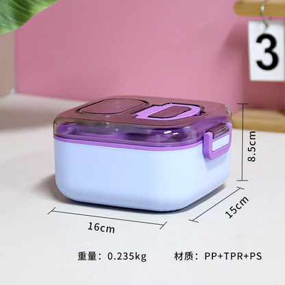 Square Lunch Box – Airtight Single Layer Food Storage Container with Secure Snap-Lock Lid