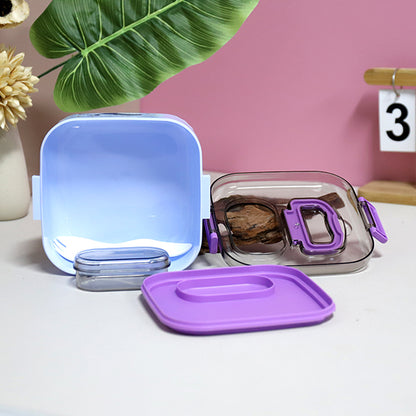 Square Lunch Box – Airtight Single Layer Food Storage Container with Secure Snap-Lock Lid