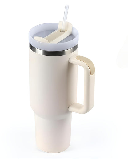 1200ML Insulated Stainless Steel Tumbler with Handle – Double-Wall Vacuum Flask with Straw and Leak-Proof Lid