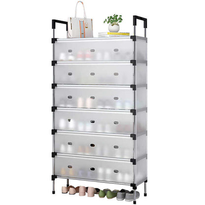 Dustproof Shoe Rack with Metal Pipes and Frosted Glass
