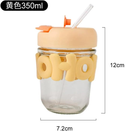 HOHO Leather Straw Glass Cup (320ML) – Premium Aesthetic Beverage Tumbler