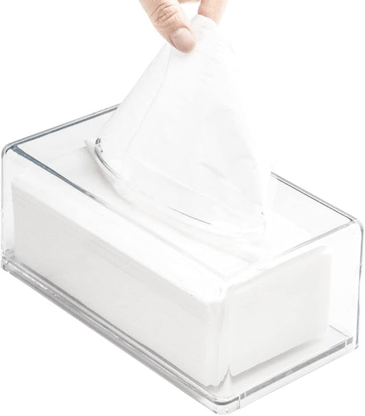 Premium Acrylic Tissue Box Clear – Crystal-Clear Sleek Desktop Organizer