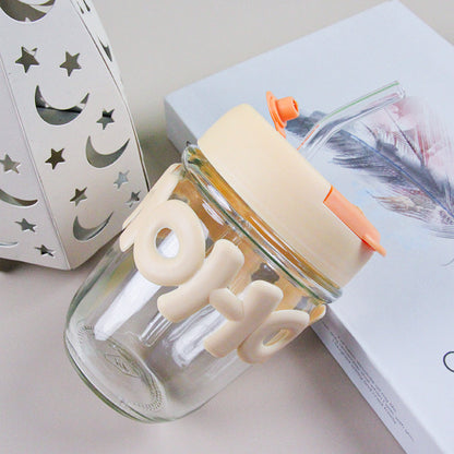 HOHO Leather Straw Glass Cup (320ML) – Premium Aesthetic Beverage Tumbler