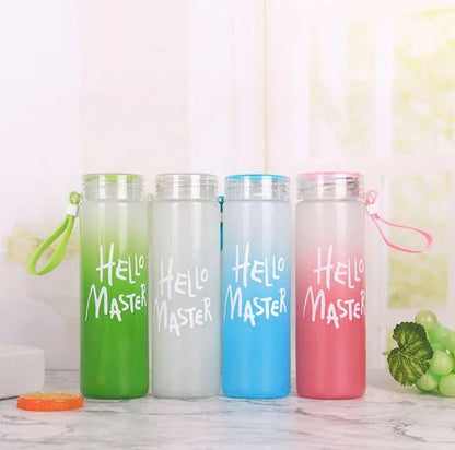 Hello Master Water Bottle – Frosted Glass Hydration Flask