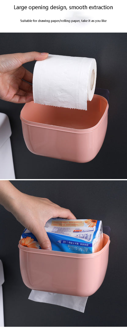 Seamless Toilet Tissue Box – Waterproof Wall-Mounted Holder & Phone Stand