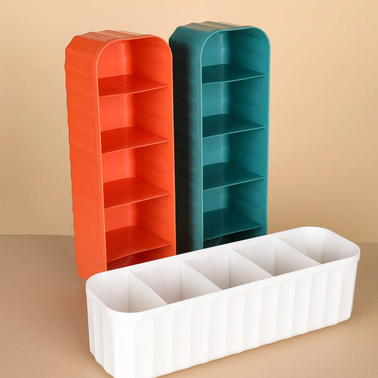 4-Compartment Multi-Function Storage Tray – Desktop Organizer & Divided Vanity Box for Stationary, Jewelry, and Cosmetics