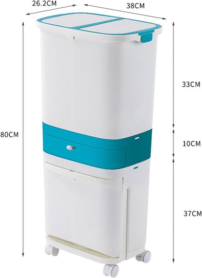 2-Layer Garbage Container with Removable Trashcan & Wheels