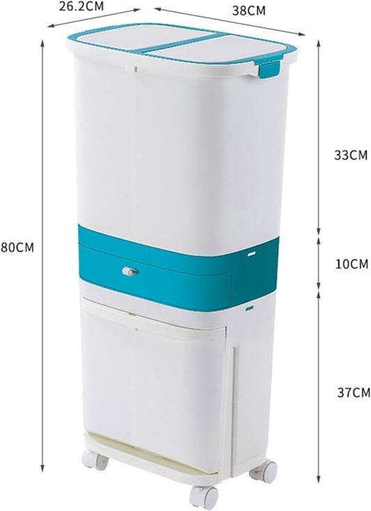 2-Layer Garbage Container with Removable Trashcan & Wheels