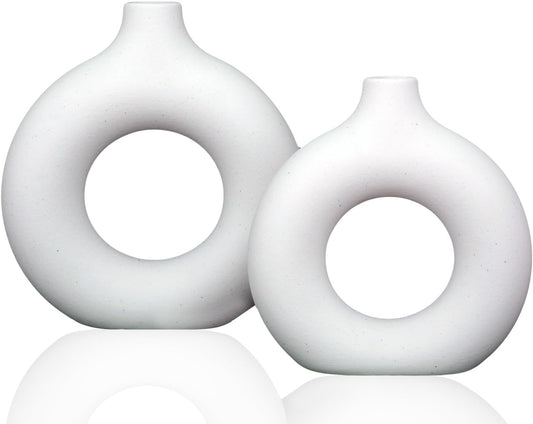 Plastic Vase Shelf Decor for Bedroom - White