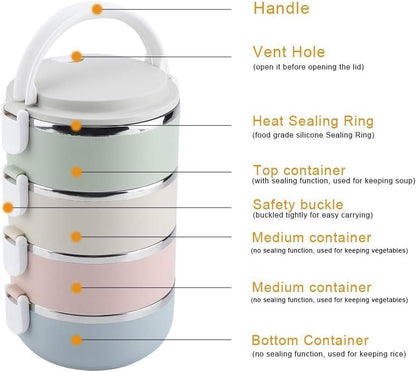 Spectrum Series Insulated Stainless Steel Bento Lunch Box 3 Layer, 2 Layer