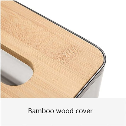 Acrylic Tissue Box – Elegant Clear Organizer with Bamboo Wood Top