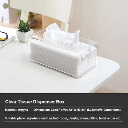 Premium Acrylic Tissue Box Clear – Crystal-Clear Sleek Desktop Organizer
