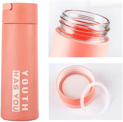 Glass Bottle (Young Youth) – Double-Layer Protective Water Bottle