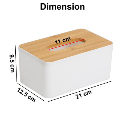 Tissue Box White & Black Wood Top – Modern Minimalist Desktop Organizer
