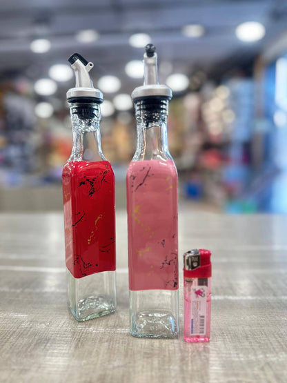 Glass Oil Bottle Marble Touch – Elegant Kitchen Dispenser
