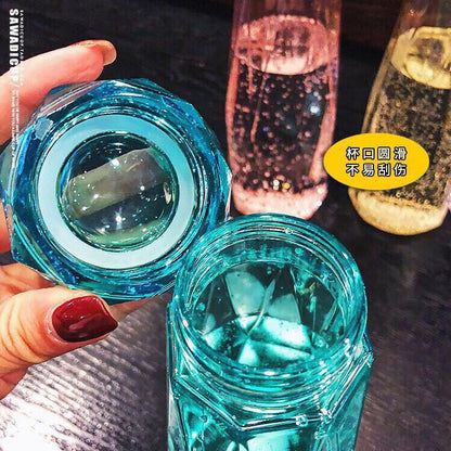 Colorful Diamond Glass Water Bottle – 500 ML