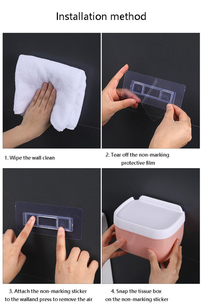 Seamless Toilet Tissue Box – Waterproof Wall-Mounted Holder & Phone Stand