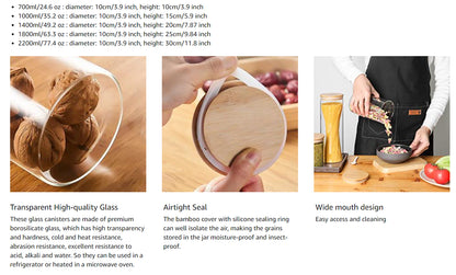 Glass Storage Jar Wood Lid - Mini (6.5 x 10 cm), Small (8.5 x 12 cm)