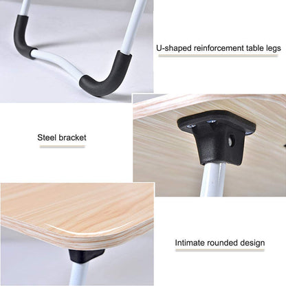 Multi-Functional Portable Laptop Desk with USB Ports – Folding Bed Table with Tablet Slot, Cup Holder, and Built-in Charging Station
