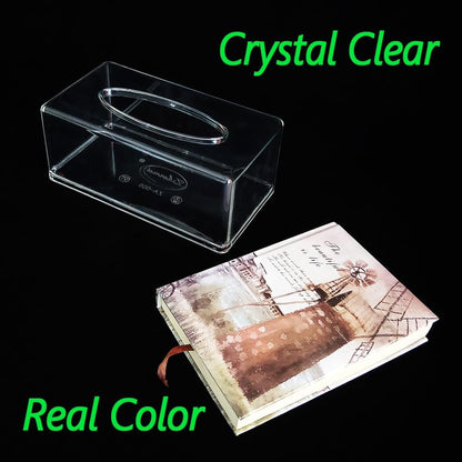 Premium Acrylic Tissue Box Clear – Crystal-Clear Sleek Desktop Organizer