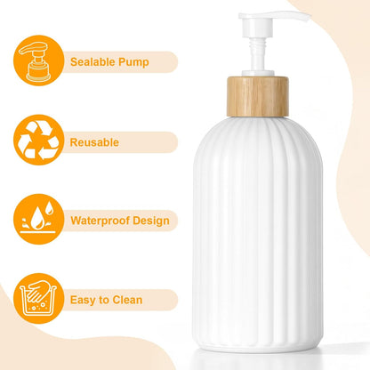 Ribbed Glass Soap Dispenser with Wood Neck