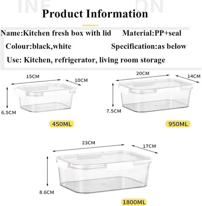 Premium Acrylic Food Storage Box – 3 Piece Airtight Set
