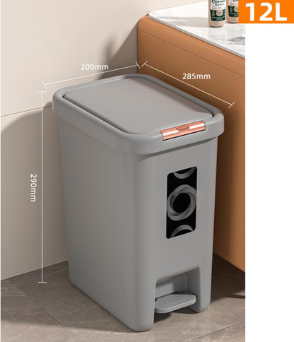 Square Trash Box, Pedal Type Dustbin 8L, 10L, 15L