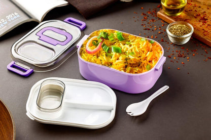 Square Lunch Box – Airtight Single Layer Food Storage Container with Secure Snap-Lock Lid