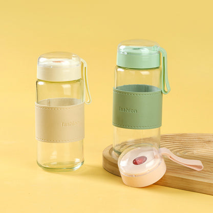 PureSip Insulated Glass Tea Mug with Protective Window Sleeve & Easy-Grip Handle 320ML
