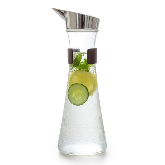 Premium Textured Glass Water Pitcher with Glasses