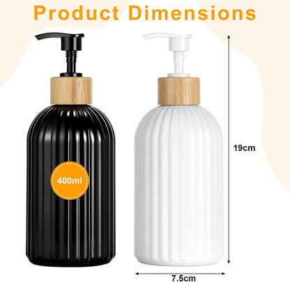 Ribbed Glass Soap Dispenser with Wood Neck