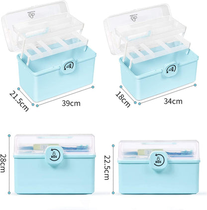 Lockable Plastic Medicine Storage Box with Handle – Large Capacity