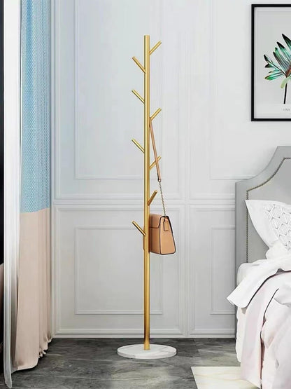 Metal Clothes Rack Bracket Circular Base Gold Accent