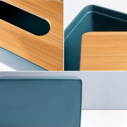 Tissue Box Bamboo Black Wood Top