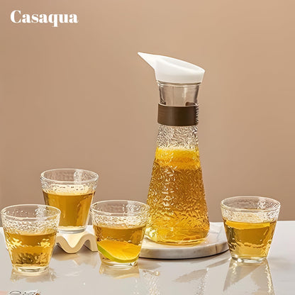Premium Textured Glass Water Pitcher with Glasses