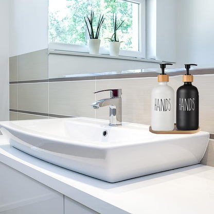 Hands Dishes Soap Bottle Wood - ROUND