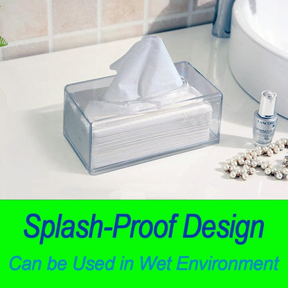 Premium Acrylic Tissue Box Clear – Crystal-Clear Sleek Desktop Organizer