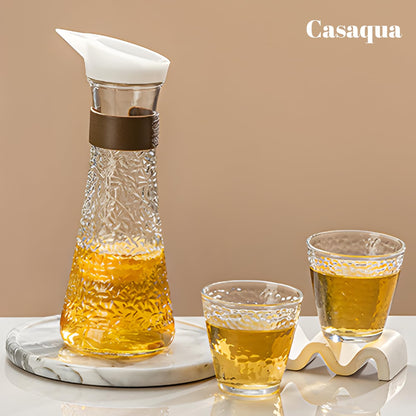 Premium Textured Glass Water Pitcher with Glasses