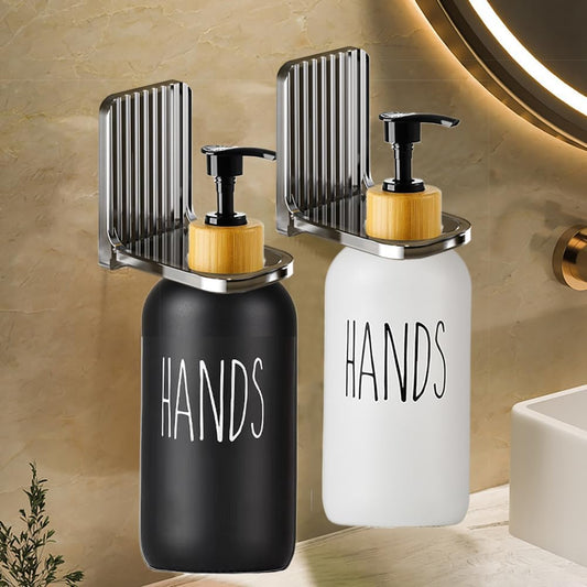 Hands Dishes Soap Bottle Wood - ROUND