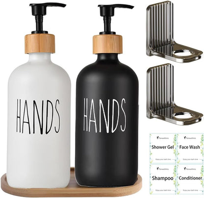 Hands Dishes Soap Bottle Wood - ROUND