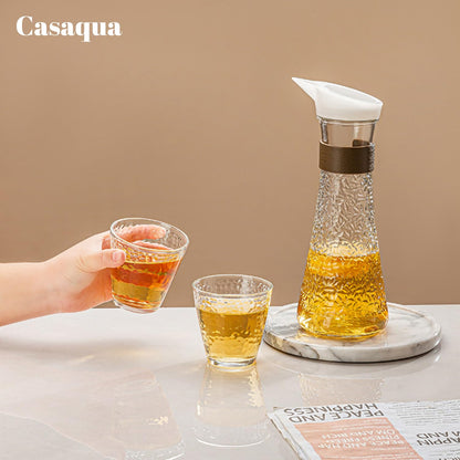 Premium Textured Glass Water Pitcher with Glasses