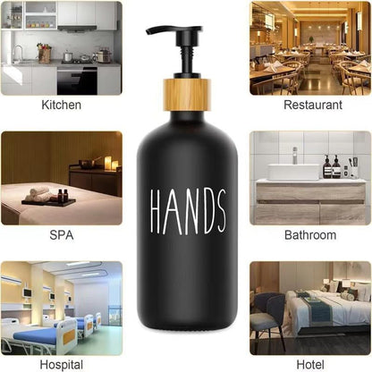 Hands Dishes Soap Bottle Wood - ROUND