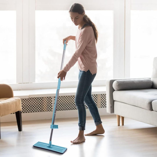 Dry Mop Blue – Premium Microfiber Flat Mop for Hands-Free Cleaning