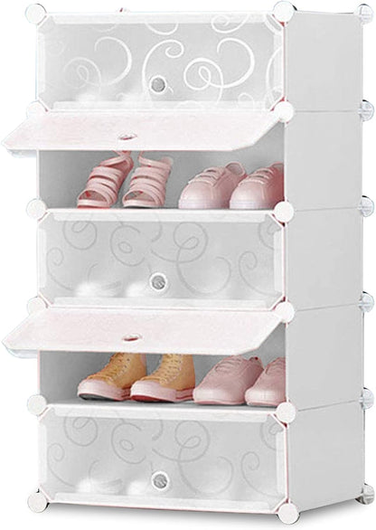 Shoe Rack Up-Way White, Black Frosted Glass - 4 Layer, 5 Layer, 6 Layer