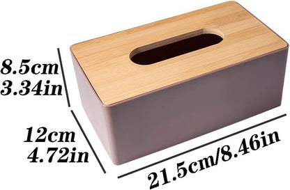 Tissue Box Bamboo Black Wood Top