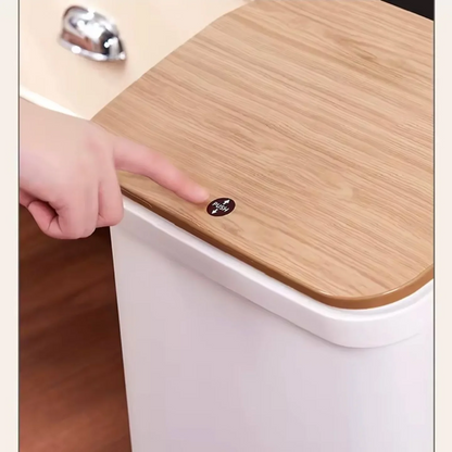 White/Black Press Lid Square Dustbin - 12 Litre, 16 Litre