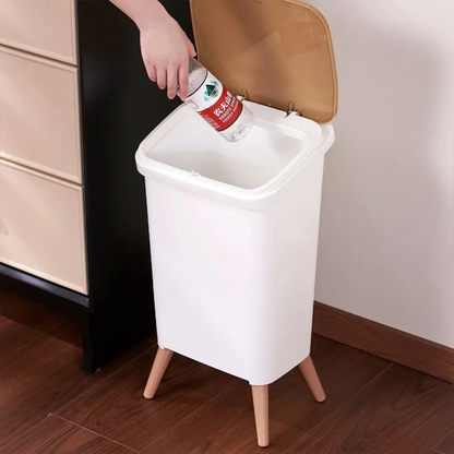 White/Black Press Lid Square Dustbin - 12 Litre, 16 Litre