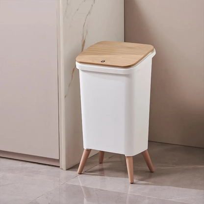White/Black Press Lid Square Dustbin - 12 Litre, 16 Litre