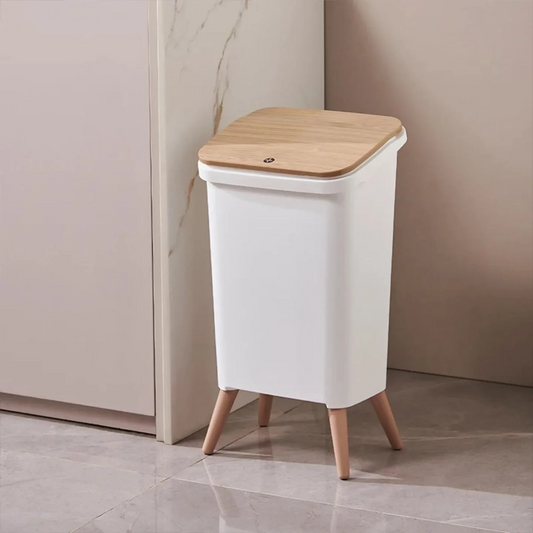 White/Black Press Lid Square Dustbin - 12 Litre, 16 Litre